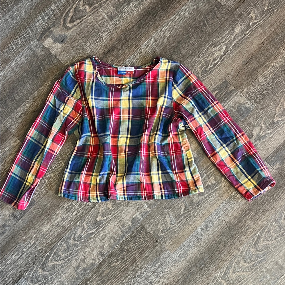Girls Plaid Peplum Top in Multicolor